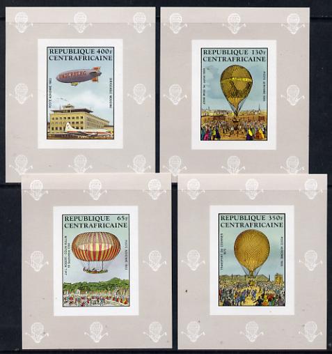 Central African Republic 1983 Manned Flight set of 4 deluxe imperf miniature sheets unmounted mint, stamps on aviation, stamps on airships