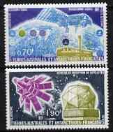 French Southern & Antarctic Territories 1979 Satellite Research perf set of 2 unmounted mint, SG 128-29, stamps on satellites, stamps on space, stamps on weather, stamps on astronomy