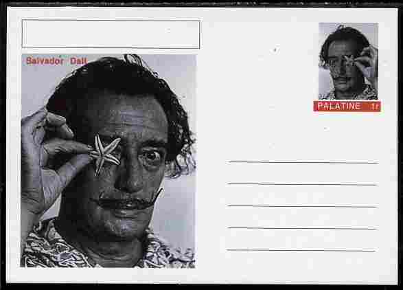 Palatine (Fantasy) Personalities - Salvador Dali postal stationery card unused and fine, stamps on , stamps on  stamps on personalities, stamps on  stamps on arts