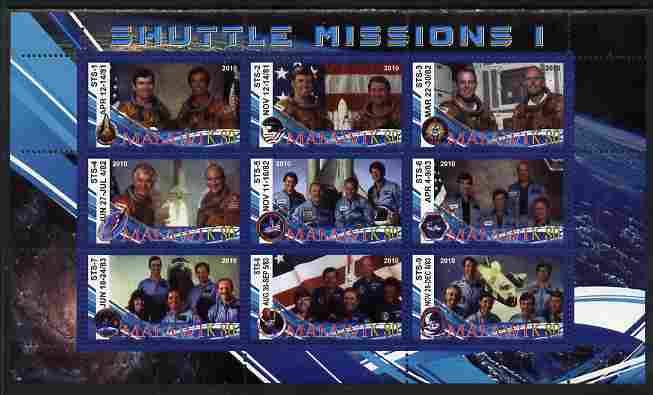 Malawi 2010 Space Shuttle Missions #01 perf sheetlet containing 9 values unmounted mint, stamps on , stamps on  stamps on space, stamps on  stamps on shuttle