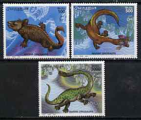Somalia 2000 Prehistoric Animals (Marine) perf set of 3 unmounted mint, Mi 843-45, stamps on dinosaurs, stamps on marine life, stamps on reptiles