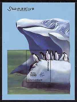 Somalia 2001 Penguins perf m/sheet unmounted mint, Michel BL77, stamps on polar, stamps on penguins, stamps on birds