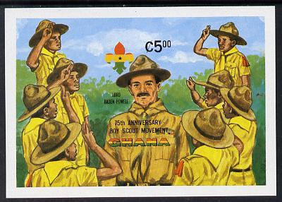 Ghana 1982 75th Anniversary of Scouting m/s IMPERF from limited printing unmounted mint (as SG MS 995), stamps on scouts