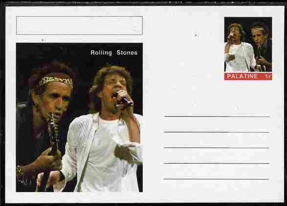 Palatine (Fantasy) Personalities - Rolling Stones postal stationery card unused and fine, stamps on personalities, stamps on stones, stamps on pops, stamps on music, stamps on rock