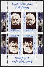 Angola 1999 Great People of the 20th Century - Albert Einstein (portrait) perf sheetlet of 4 (2 tete-beche pairs with the Bill Gates in margin) unmounted mint, stamps on , stamps on  stamps on personalities, stamps on  stamps on science, stamps on  stamps on physics, stamps on  stamps on nobel, stamps on  stamps on einstein, stamps on maths, stamps on  stamps on space, stamps on  stamps on judaica, stamps on  stamps on millennium, stamps on  stamps on bridge (card game)     , stamps on  stamps on personalities, stamps on  stamps on einstein, stamps on  stamps on science, stamps on  stamps on physics, stamps on  stamps on nobel, stamps on  stamps on maths, stamps on  stamps on space, stamps on  stamps on judaica, stamps on  stamps on atomics