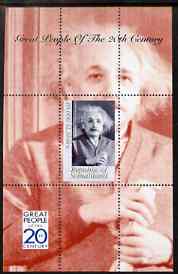 Somaliland 1999 Great People of the 20th Century - Albert Einstein perf souvenir sheet containing 10,000 sl value unmounted mint, stamps on , stamps on  stamps on personalities, stamps on science, stamps on physics, stamps on nobel, stamps on einstein, stamps on maths, stamps on space, stamps on judaica, stamps on  stamps on millennium, stamps on  stamps on personalities, stamps on  stamps on einstein, stamps on  stamps on science, stamps on  stamps on physics, stamps on  stamps on nobel, stamps on  stamps on maths, stamps on  stamps on space, stamps on  stamps on judaica, stamps on  stamps on atomics