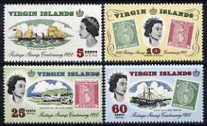 British Virgin Islands 1965 Stamp Centenary perf set of 4 unmounted mint, SG 203-06*, stamps on stamp centenary, stamps on stamp on stamp, stamps on ships, stamps on aviation, stamps on stamponstamp
