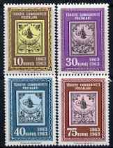 Turkey 1963 Stamp Centenary perf set of 4 unmounted mint, SG 1990-93*, stamps on stamp centenary, stamps on stamp on stamp, stamps on stamponstamp
