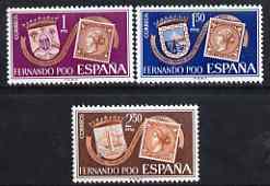 Fernando Poo 1968 Stamp Centenary perf set of 3 unmounted mint, SG 303-305*, stamps on stamp centenary, stamps on stamp on stamp, stamps on stamponstamp