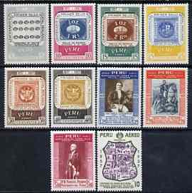Peru 1957 Stamp Centenary perf set of 10 unmounted mint, SG 802-11*, stamps on stamp centenary, stamps on stamp on stamp, stamps on , stamps on stamponstamp
