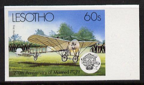 Lesotho 1983 Manned Flight 60s (First Airmail Flight) imperf marginal single (SG 547var) blocks, pairs & gutter pairs available price pro rata, stamps on aviation