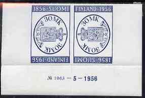 Finland 1956 Stamp Centenary & Exhibition tete-beche pair unmounted mint, SG 560a, stamps on stamp centenary, stamps on stamp exhibitions