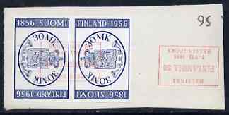 Finland 1956 Stamp Centenary & Exhibition tete-beche pair fine used, SG 560a, stamps on stamp centenary, stamps on stamp exhibitions
