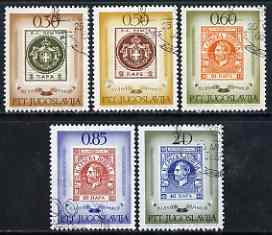 Yugoslavia 1966 Serbian Stamp Centenary perf set of 5 fine used, SG 1212-16, stamps on stamp centenary, stamps on stamp on stamp, stamps on stamponstamp