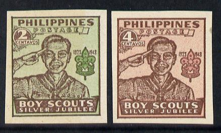 Philippines 1949 Scouts imperf set of 2 unmounted mint as SG 665-66*, stamps on scouts