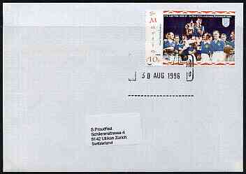Great Britain 1996 Postal Strike cover to Switzerland bearing St Martin (Great Britain local) opt'd 'Postal Strike Special Delivery \A31' cancelled 30 Aug , stamps on strike