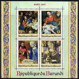 Burundi 1967 Christmas (Paintings) perf m/sheet containing 4 values unmounted mint, SG MS 337, Mi BL 24A, stamps on arts, stamps on christmas