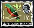 Pitcairn Islands 1964-65 Stephens Lory 1s6d from def set fine used, SG 45, stamps on birds, stamps on lory
