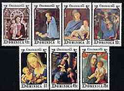 Dominica 1975 Christmas (Virgin & Child Paintings) perf set of 7 unmounted mint, SG 482-88, stamps on christmas, stamps on arts, stamps on durer, stamps on bellini, stamps on botticelli, stamps on correggio