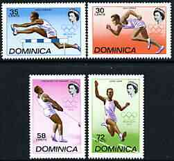 Dominica 1972 Munich Olympic Games perf set of 4 unmounted mint, SG 357-60, stamps on olympics, stamps on running, stamps on hurdles, stamps on hammer, stamps on long jump