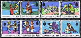 Dominica 1969 Tourism perf set of 8 unmounted mint, SG 250-57, stamps on tourism, stamps on oranges, stamps on hotels, stamps on birds, stamps on parrots, stamps on music, stamps on dancing, stamps on scuba, stamps on turtles