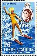 Turks & Caicos Islands 1967 Water Skiing 1s6d from def set unmounted mint, SG 282, stamps on water skiing, stamps on tourism, stamps on sport
