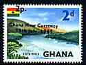 Ghana 1965 New Currency 2p on 2d Volta River unmounted mint, SG 382, stamps on rivers, stamps on tourism
