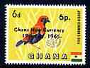 Ghana 1965 New Currency 6p on 6d Bishop Bird unmounted mint, SG 385*, stamps on birds