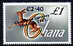 Ghana 1965 New Currency 2c40 on £1 Gazelle unmounted mint, SG 391, stamps on animals, stamps on gazelle