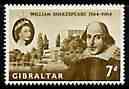 Gibraltar 1964 400th Birth Anniversary of Shakespeare 7d unmounted mint SG 177*, stamps on personalities, stamps on shakespeare, stamps on literature