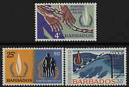 Barbados 1968 Human Rights perf set of 3 unmounted mint, SG 378-80 , stamps on human rights