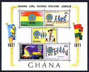Ghana 1971 Girl Guides Golden Jubilee imperf m/sheet unmounted mint, SG MS 611, stamps on scouts, stamps on guides