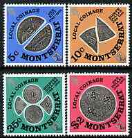 Montserrat 1975 Local Coinage perf set of 4 diamond shaped unmounted mint, SG 351-54, stamps on , stamps on  stamps on coins, stamps on  stamps on money