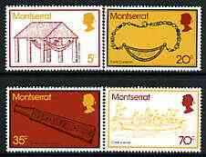Montserrat 1975 Carib Artefacts perf set of 4 unmounted mint, SG343-46, stamps on canoeing, stamps on crafts, stamps on jewellry