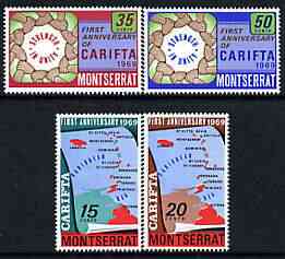 Montserrat 1969 CARIFTA perf set of 4 unmounted mint, SG 223-26, stamps on maps, stamps on business