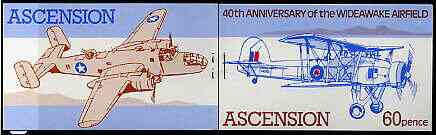 Ascension 1982 Wideawake Airfield (World War II Aircraft) 60p booklet complete (brown inscription stapled ar left) very fine, SG SB4, stamps on aviation, stamps on , stamps on  ww2 , stamps on , stamps on fairey, stamps on airports, stamps on b25