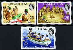 Barbuda 1969 Caribbean Scout Jamboree perf set of 3 unmounted mint, SG 35-37*, stamps on scouts, stamps on rowing