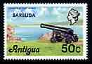 Barbuda 1977 Cannon at Fort James 50c (from opt'd def set) unmounted mint, SG 317*, stamps on forts, stamps on militaria, stamps on cannon, stamps on cannons