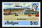 Barbuda 1977 Coolidge Airport $10 (from optd def set) unmounted mint, SG 322*, stamps on aviation, stamps on airports