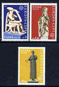 Greece 1974 Europa - Ancient Greek Sculptures perf set of 3 unmounted mint, SG 1268-70, stamps on ancient greece, stamps on europa, stamps on sculpture