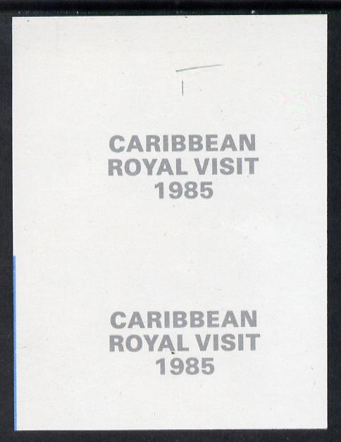 Tanzania 1985 Caribbean Royal Visit 1985 imperf proof pair of overprint in silver on gummed paper, stamps on royalty, stamps on royal visit    
