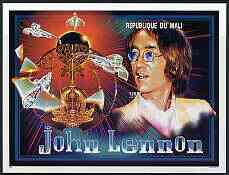 Mali 1996 John Lennon imperf souvenir sheet (1,500f) unmounted mint, Mi BL89, stamps on music, stamps on pops, stamps on lennon, stamps on beatles, stamps on personalities