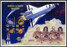 Mali 1996 Challenger Space Shuttle imperf sheetlet containing set of 4 unmounted mint, Mi 1617-20, stamps on space, stamps on rockets, stamps on shuttle, stamps on planets