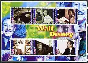 Congo 2002 Walt Disney perf sheetlet containing set of 6 values unmounted mint, stamps on personalities, stamps on disney, stamps on cartoons, stamps on 
