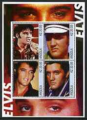 Angola 2002 Elvis Presley perf sheetlet containing set of 4 values unmounted mint, stamps on personalities, stamps on elvis, stamps on films, stamps on music, stamps on cinema, stamps on 