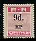 Northern Rhodesia 1951-68 Railway Parcel stamp 9d (small numeral - with serifs) overprinted KP (Kapiri MPosho) unmounted mint* , stamps on railways, stamps on cinderella, stamps on  kg6 , stamps on 