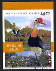 Australia 1997 Flora & Fauna (Wetland Birds) $4.50 self-adhesive booklet, pristine SG SB116, stamps on self adhesive, stamps on birds, stamps on kingfisher, stamps on storks, stamps on 