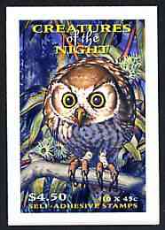 Australia 1997 Nocturnal Animals $4.50 self-adhesive booklet, pristine SG SB117, stamps on self adhesive, stamps on birds, stamps on birds of prey, stamps on owls, stamps on animals