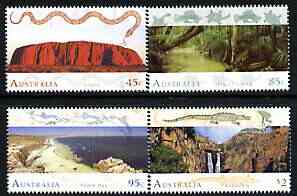 Australia 1993 World Heritage Sites (1st series) perf set of 4 unmounted mint, SG 1392-95, stamps on tourism, stamps on unesco, stamps on heritage, stamps on waterfalls, stamps on crocodiles, stamps on national parks, stamps on parks, stamps on snakes, stamps on dolphins, stamps on turtles, stamps on reptiles, stamps on snake, stamps on snakes, stamps on 