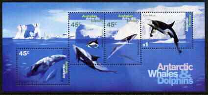 Australian Antarctic Territory 1994 Whales & Dolphins perf m/sheet unmounted mint, SG MS112, stamps on whales, stamps on dolphins, stamps on marine life, stamps on polar